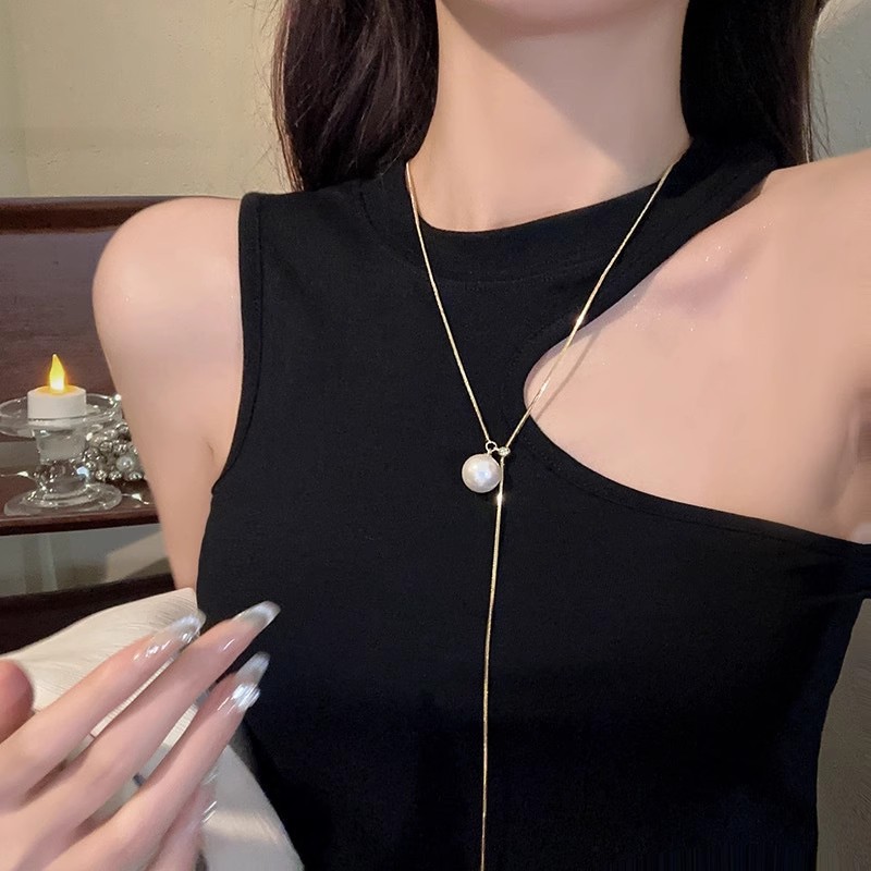 pull-out pearl long necklace women's high-grade temperamental tassels sweater chain affordable luxury fashion hot accessories Specification drawing