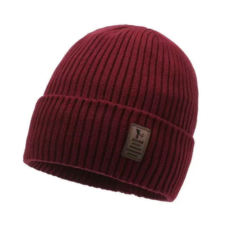 men's hat winter youth warm thickened knitting woolen cap korean style trendy fleece-lined autumn and winter cotton-padded cap cold-proof pullover Specification drawing