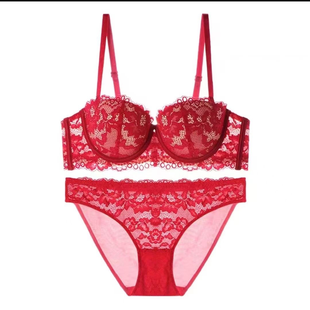 women's underwear small chest push up large thick french bra breast holding lace sexy pure desire bra set beautiful full figure