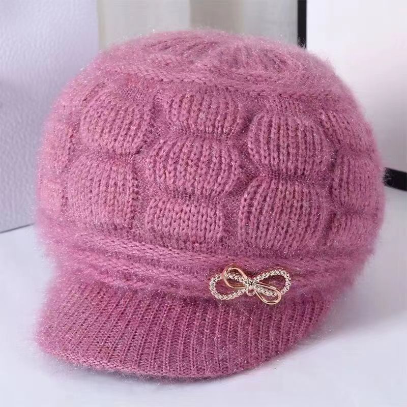 hat for the elderly children's autumn and winter knitting casual fashion mom hat middle-aged and elderly thickened fleece-lined warm wool hat dome full figure