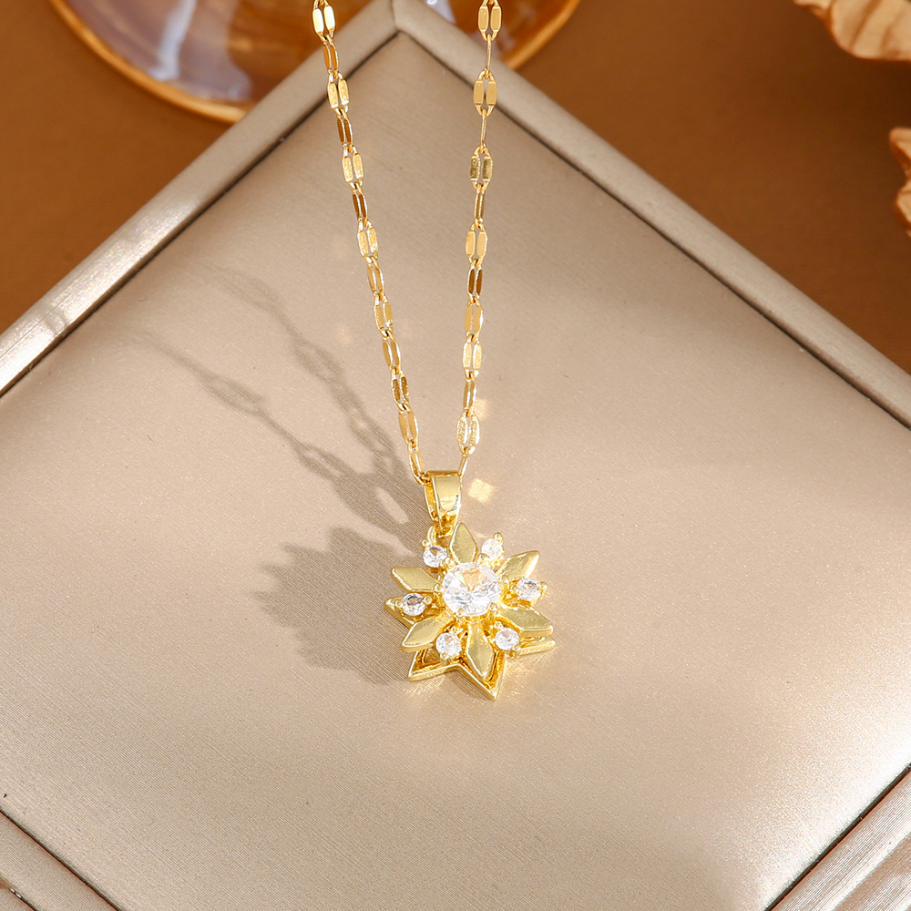 [360 ° rotation] titanium steel necklace versatile classic simple fashionable temperament rotating necklace does not fade full figure
