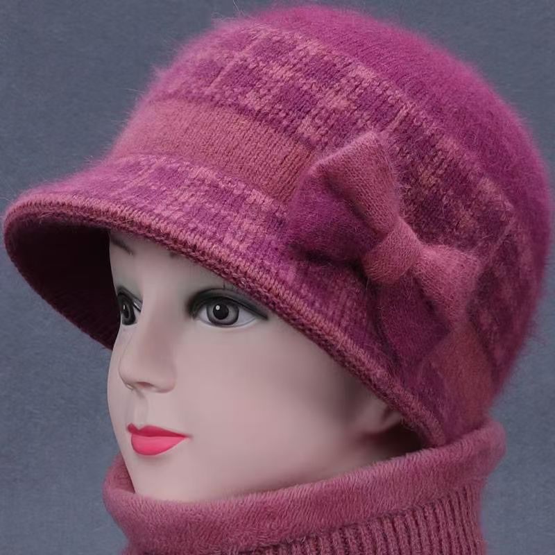 mom hat winter fleece-lined middle-aged and elderly women thickened grandma warm bucket hat western style woolen cap elderly knitted hat Item Picture