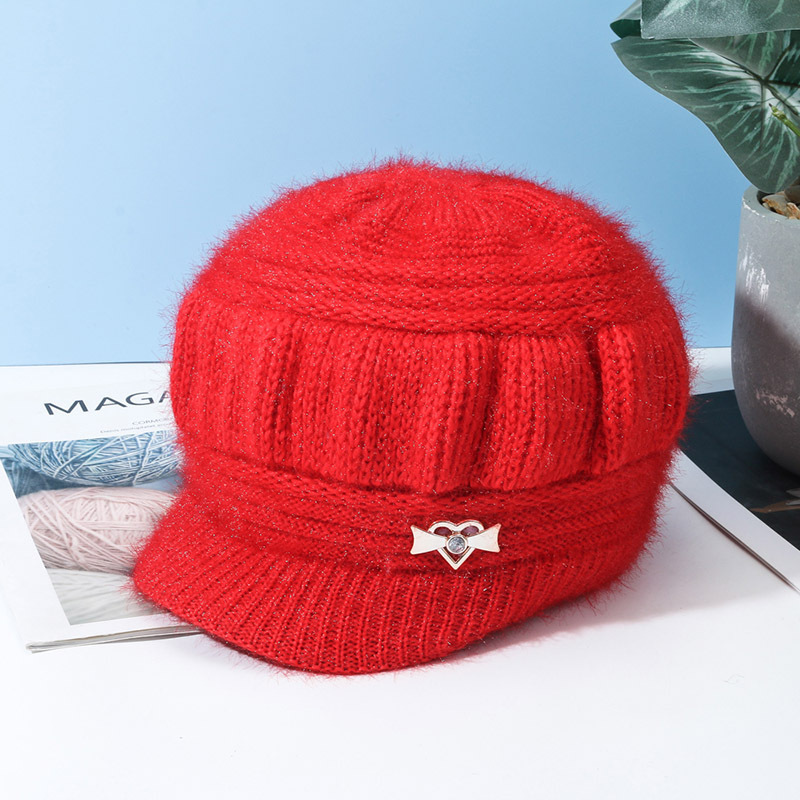 hat for the elderly women's autumn and winter knitting casual mom's cap middle-aged and elderly thickened fleece-lined warm wool hat casual all-matching Specification drawing