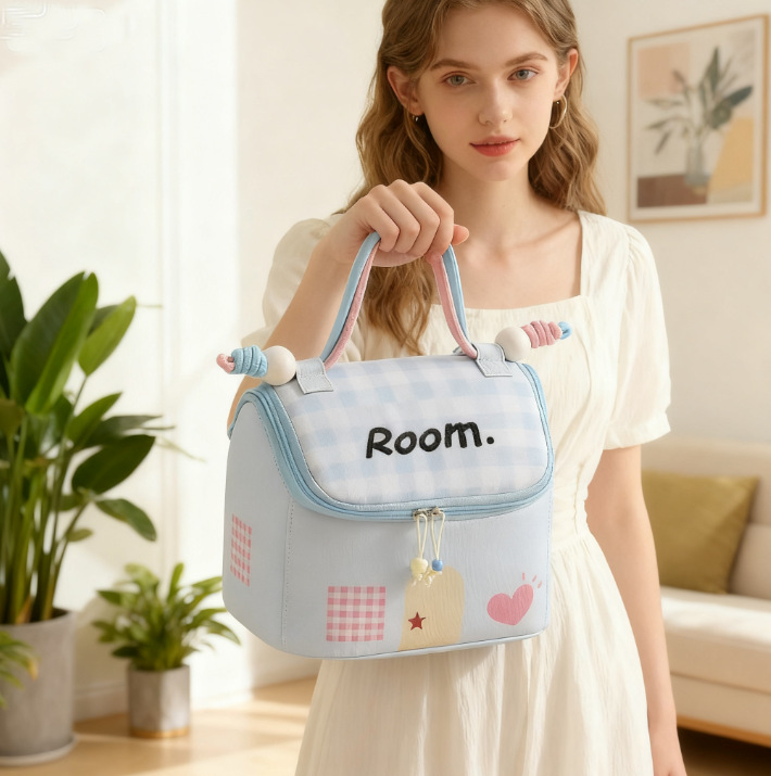 new small house cosmetic bag dopamine color matching large capacity partition portable travel travel toiletry bag waterproof details Picture