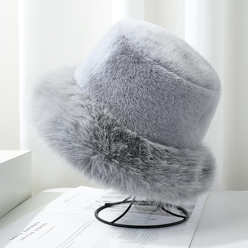 imitation fur plush hat for women autumn and winter show face small bucket cap knitted thickened warm ear protection cold-proof bucket hat Application Scenario