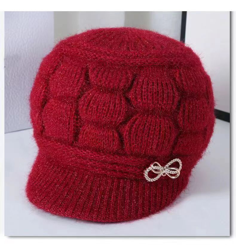 hat for the elderly children's autumn and winter knitting casual fashion mom hat middle-aged and elderly thickened fleece-lined warm wool hat dome Application Scenario