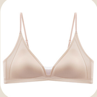 b32 simple glossy ultra-thin underwear women's summer big chest show sexy bra comfortable seamless sleep foundation hidden Specification drawing