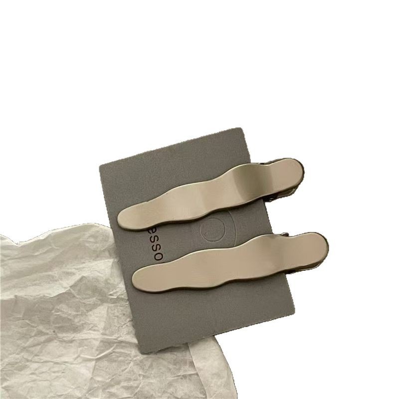 cool style metal silver wave line barrettes a pair of hairclips geometry rectangle water drop duckbill clip bang clip new Item Picture
