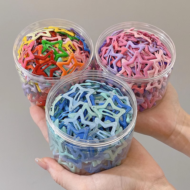 pentagram y2g barrettes female side clip bangs bb clips hairpin dopamine color children drip barrettes Application Scenario