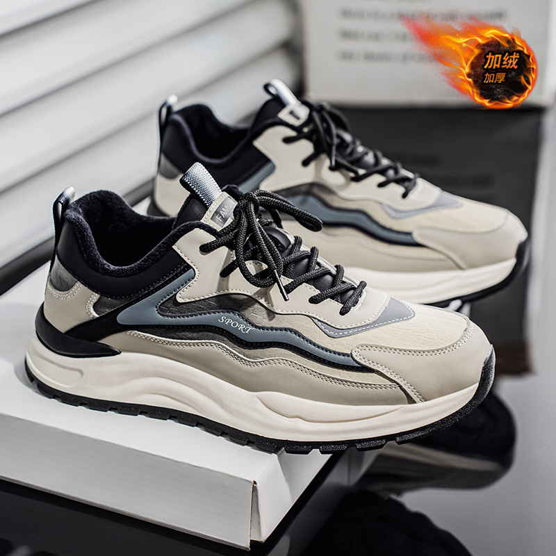 2025 fall winter men sneakers trendy all-match casual shoes cortez fleece-lined warm non-stinky men's shoes Specification drawing