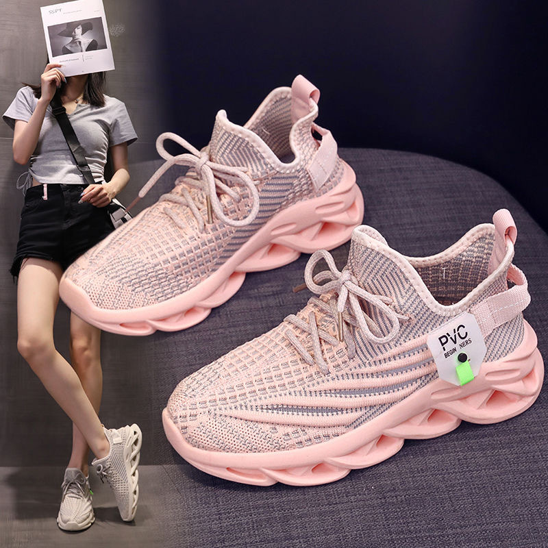 spring and summer new running shoes mesh breathable hollow mesh surface casual sneaker women's mesh surface shoes outdoor student shoes details Picture