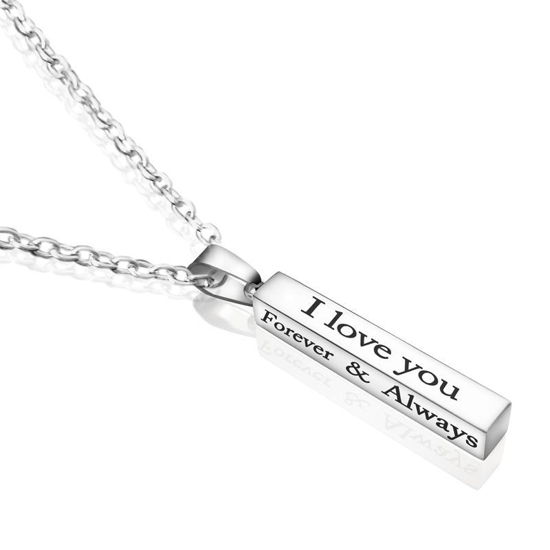 european and american style necklace i love you stainless steel wishing column couple accessories men and women pendant valentine's day gift ornament Item Picture