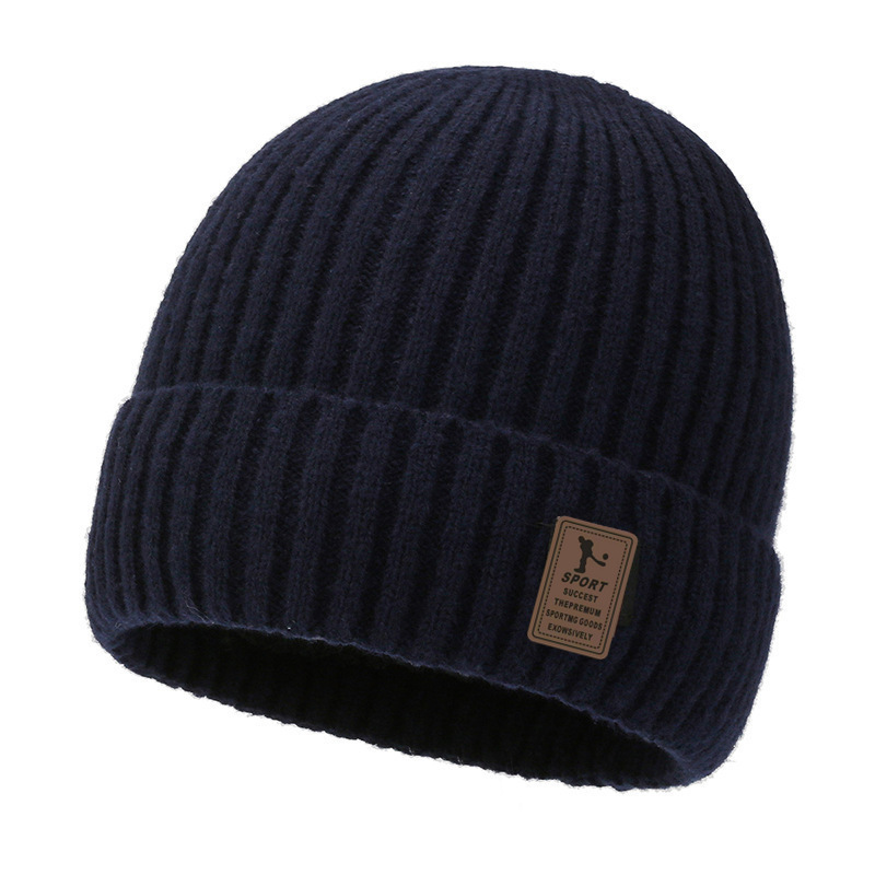 men's hat winter youth warm thickened knitting woolen cap korean style trendy fleece-lined autumn and winter cotton-padded cap cold-proof pullover Item Picture