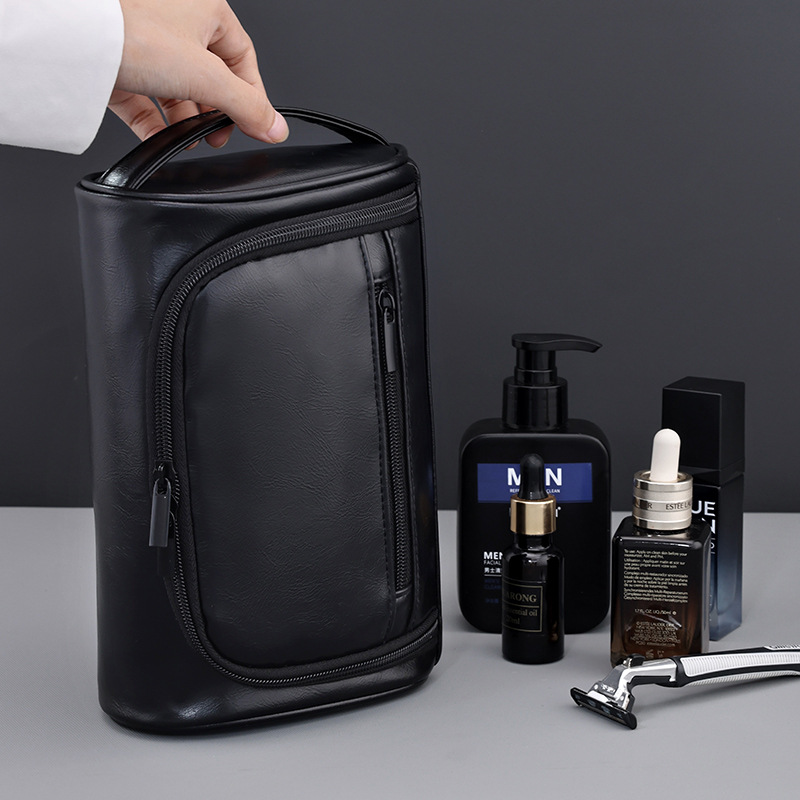 A new cross-border Amazon hand-held pu men's makeup bag with a high-end feel, large capacity, waterproof and portable travel toiletry bag Specification drawing