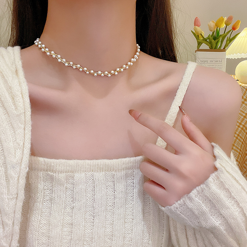 retro french design pearl necklace for women light luxury temperament ins style socialite necklace all-match baroque accessories Specification drawing