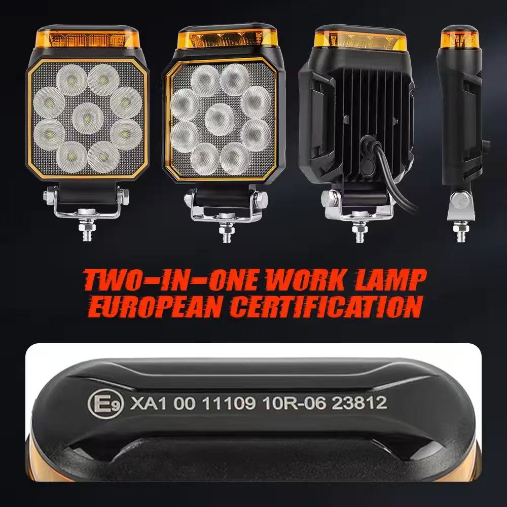 مصابيح العمل الجديدة 16LED المزودة بمصابيح عمل ذات وميض صفراء بمصابيح العمل 12-80V، رافعة شوكية هندسية Item Picture