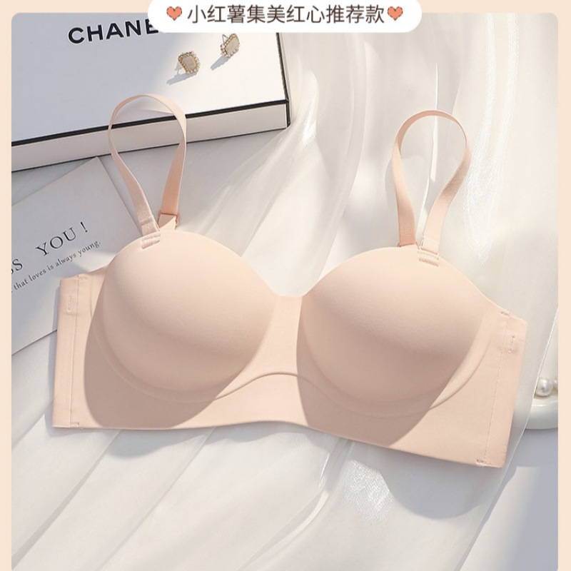 cartoon chest] expanded chest underwear women's small chest push up flat chest aa cup thickened traceless half cup bra breast beauty full figure