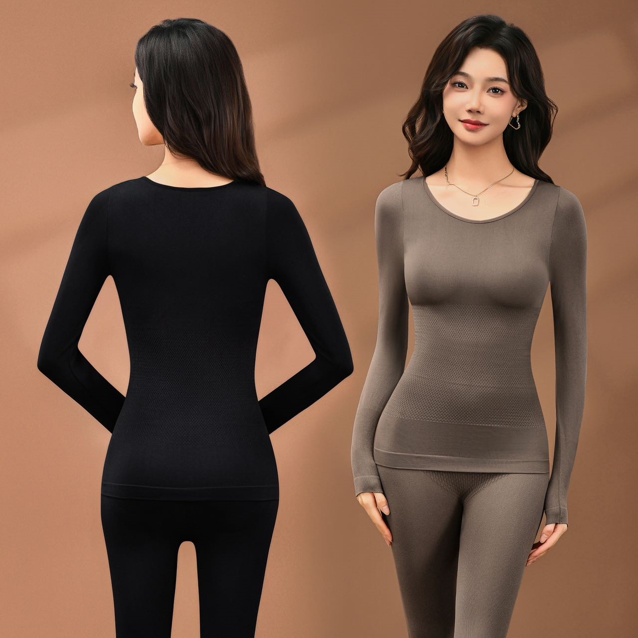 The new autumn and winter contouring and warming set is lightweight, seamless, and slimming. It features a round-neck seamless base layer and warm thermal underwear Item Picture