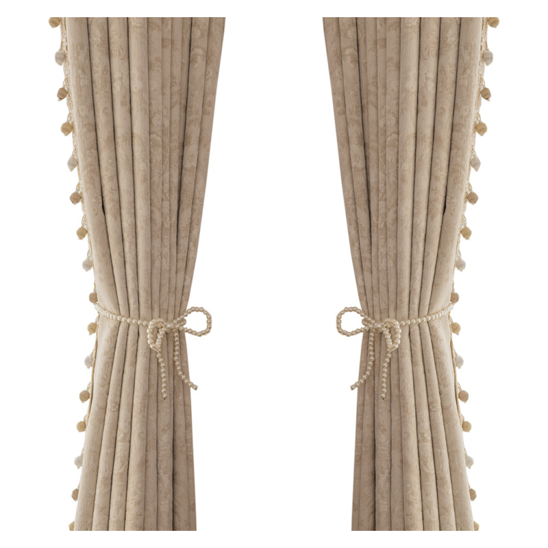 新款色织提花「莫里斯花」雪尼尔遮光窗帘法式奶油风高档品质细节图