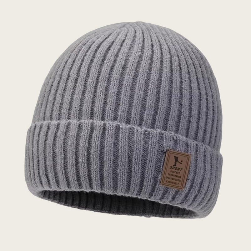 men's hat winter youth warm thickened knitting woolen cap korean style trendy fleece-lined autumn and winter cotton-padded cap cold-proof pullover details Picture