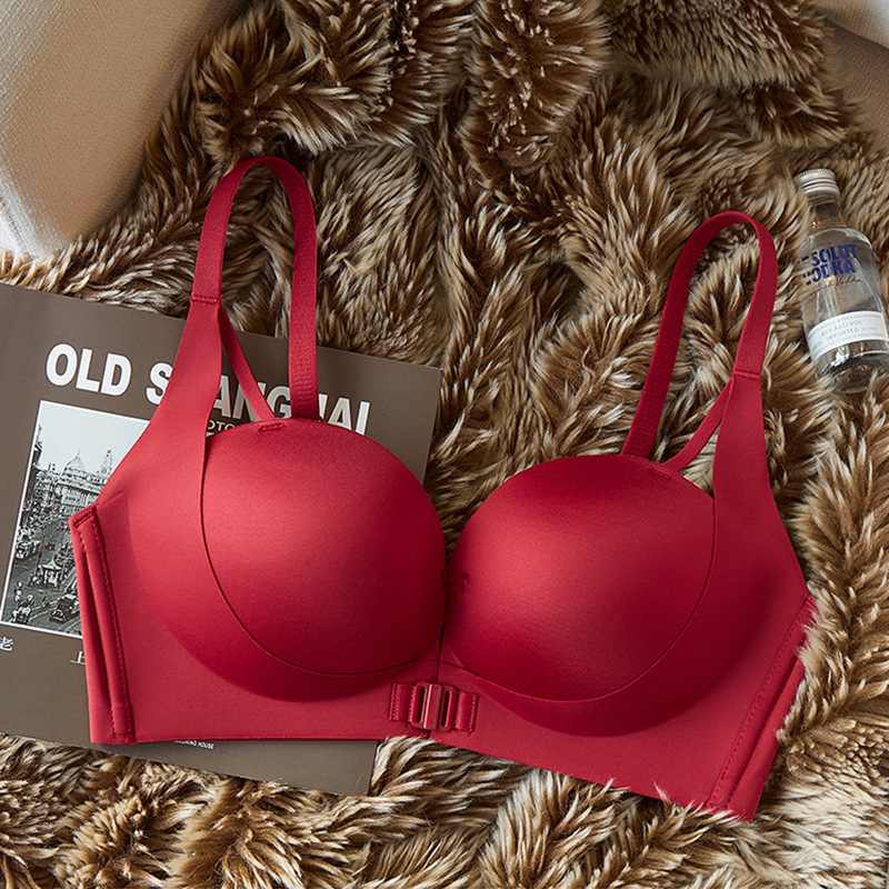 front button underwear women's small chest push up no wire accessory breast push up anti-sagging new panties suit sexy leopard print bra details Picture