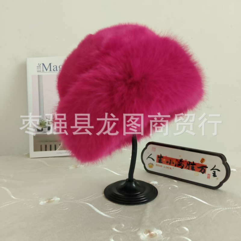 2024 autumn and winter environmental protection fox mink fur outdoor travel warm-keeping and cold-proof fashion wild mongolia head-wrapping hat full figure