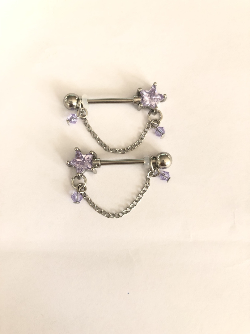 Milk nail water drop metal milk ring powder color diamond stainless steel milk nail jewelry, fashionable and trendy piercing jewelry, exquisite detail image 2
