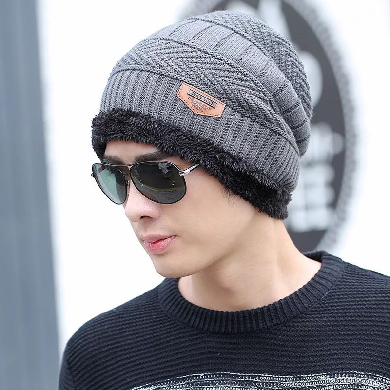 winter hat men's warm ear protection plus fluff knitted hat thickened scarf two-piece set cross-border autumn and winter woolen hat wholesale full figure