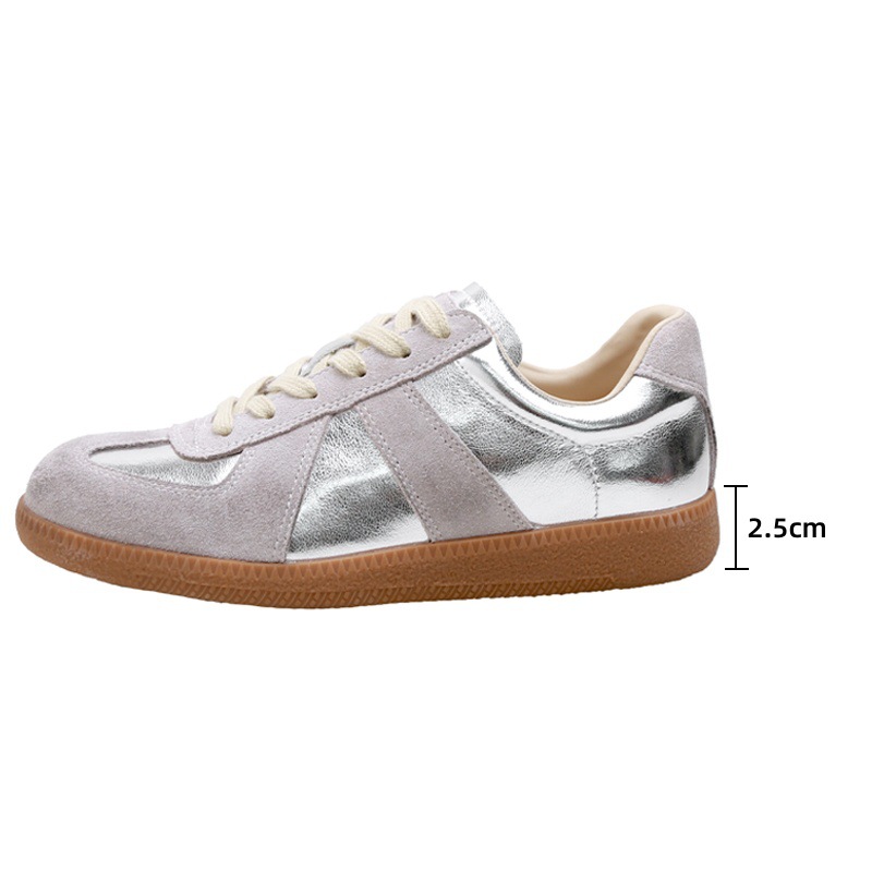 upgraded small height increasing insole silver german training shoes for women 2025 spring new all-matching color matching casual sneakers Application Scenario