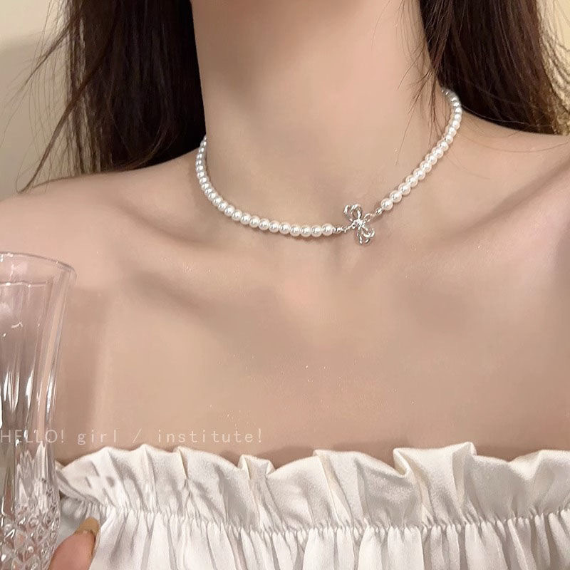 gentle butterfly pearl necklace for women light luxury minority design high-grade clavicle chain online influencer refined necklace accessories Specification drawing