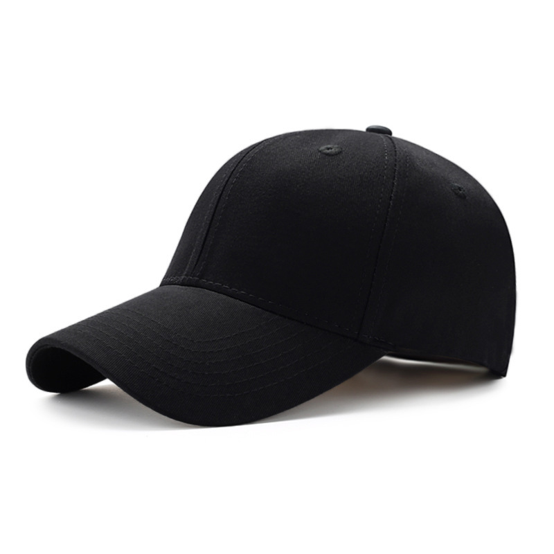 non-standard pure cotton hat korean style baseball cap black autumn and winter women's solid color hard top all-match women's light board peaked cap men full figure