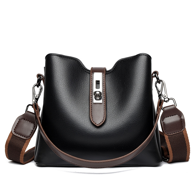 cross-border texture bucket bags women's spring and summer new high-grade retro multi-layer large capacity portable shoulder messenger bag details Picture