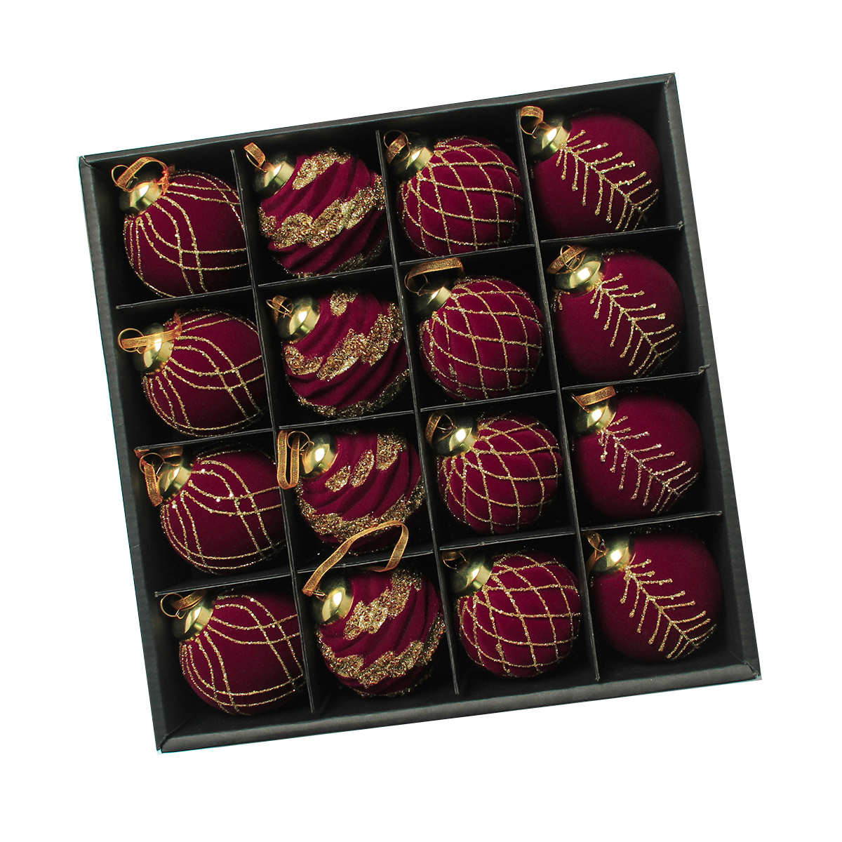 跨境新品圣诞树植绒球套装圣诞树挂件6cm-16pcs圣诞植绒球圣诞节圣诞氛围圣诞树配件细节图