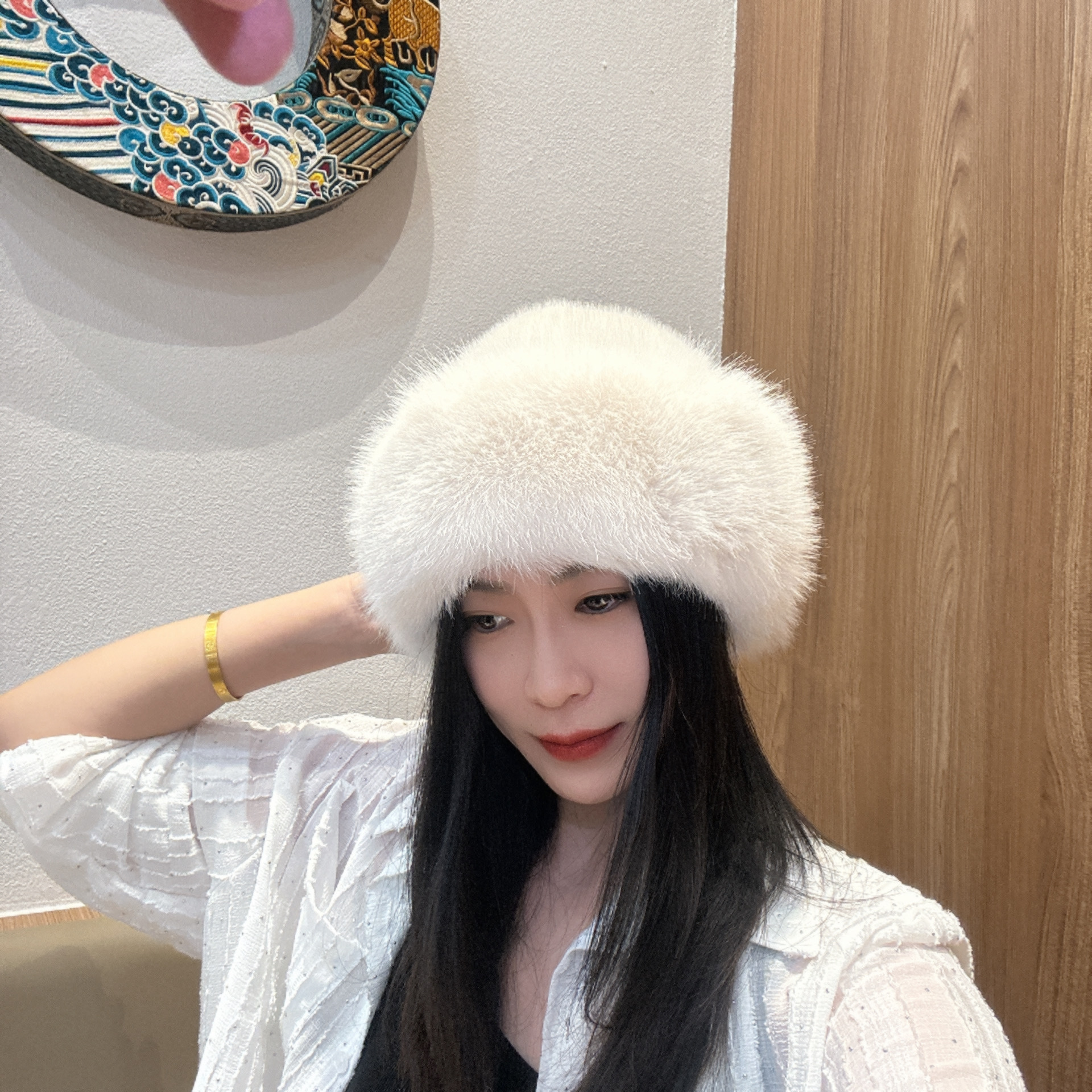 new mongolian cap plush hat women's thickened warm fashion fisherman hat windproof cold protection hat cross-border supply details Picture