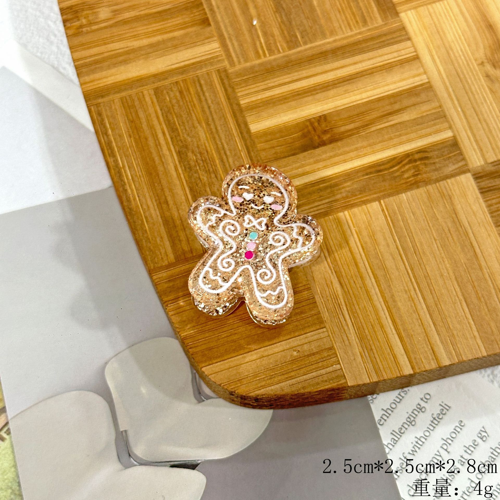 christmas series small flat clip christmas hat gingerbread man cute funny style holiday small hairclip bangs cropped hair clip children Specification drawing