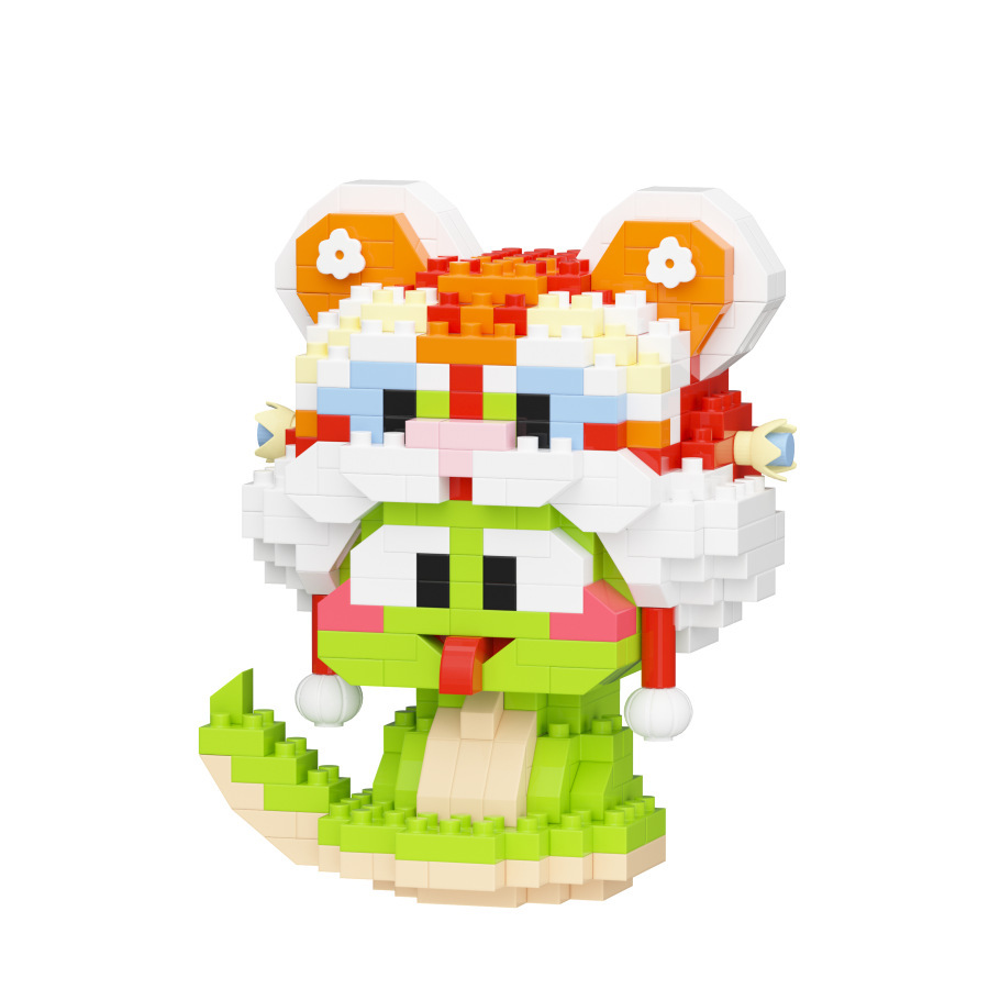 compatible with lego snake year mascot little fairy god of wealth doll assembly educational toy gift decoration generation wholesale Item Picture