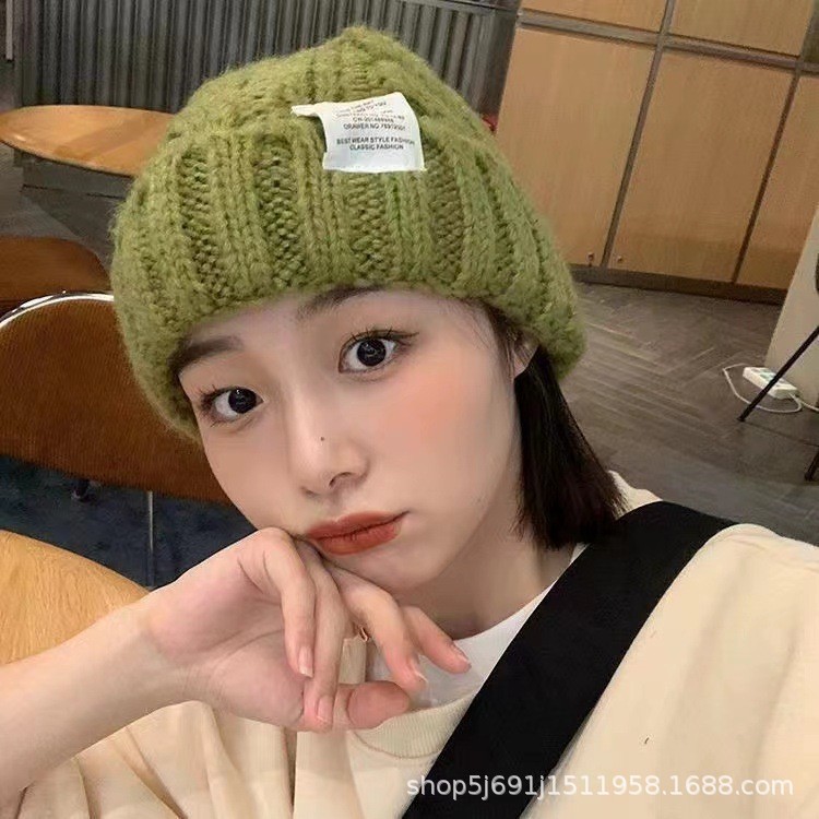 hat men's autumn and winter fashion woolen hat men's warm all-matching beanie hat loose big head circumference makes face look smaller knitted hat men details Picture