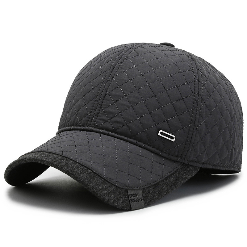 middle-aged and elderly winter hat men's wind-proof cap cold-proof baseball cap fleece-lined thickened peaked cap earflaps warm cotton-padded cap full figure
