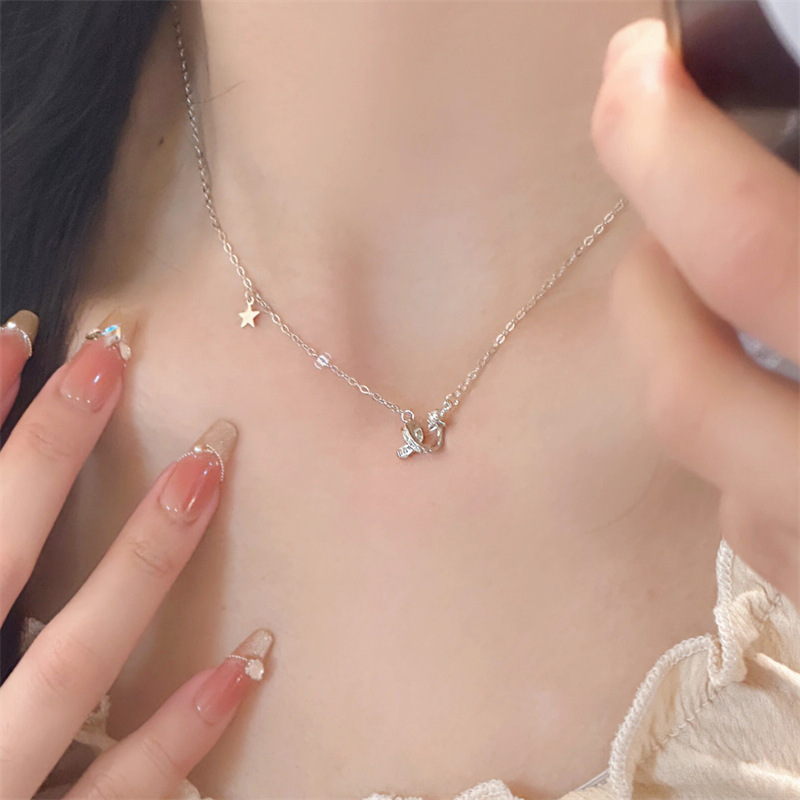 li luoxin s925 sterling silver pearl necklace accessories women's non-fading light luxury high-grade all-match clavicle chain wholesale details Picture