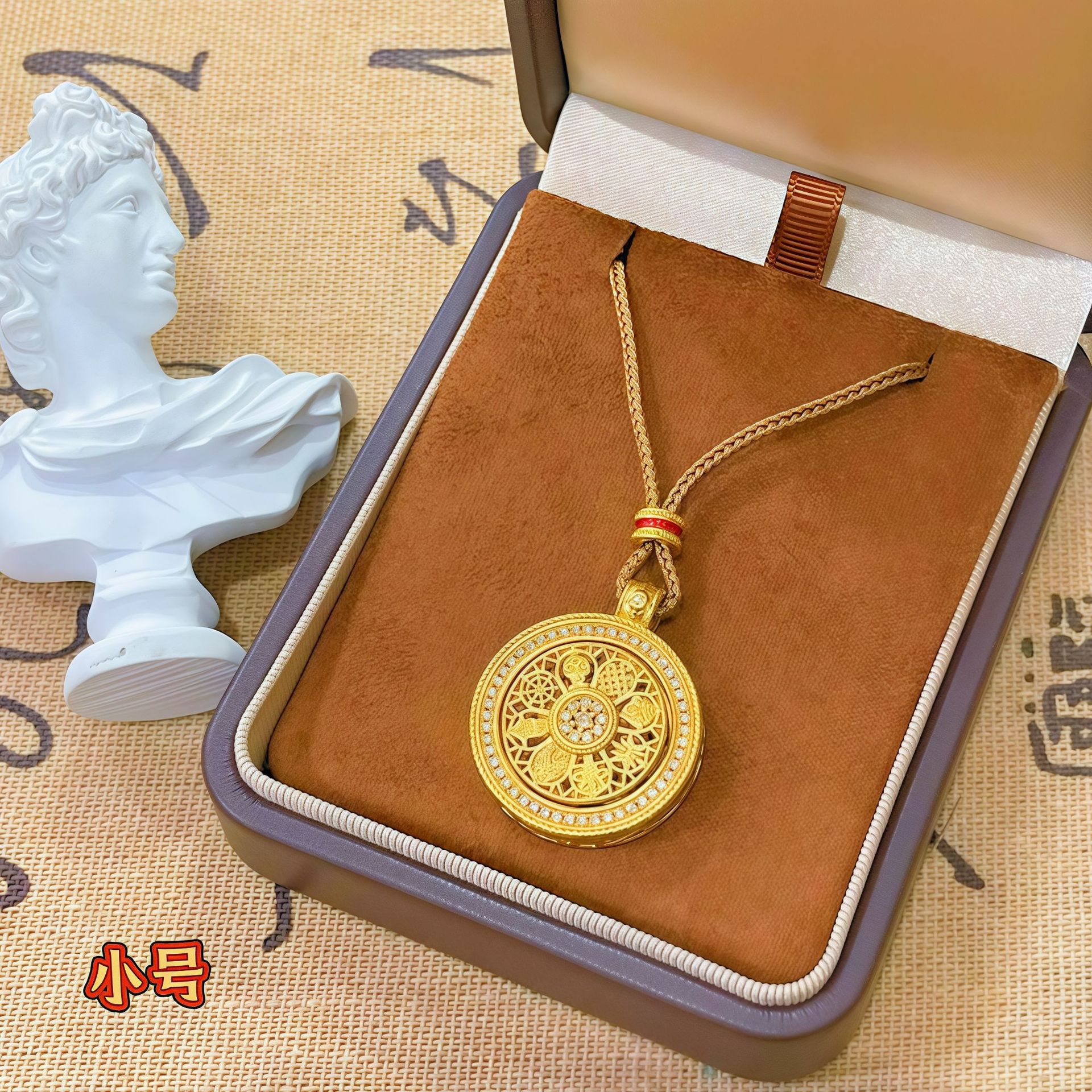 no color fading vietnam placer gold diamond the eight auspicious symbols compass ruyi rope necklace rotatable pendant sweater chain women Specification drawing