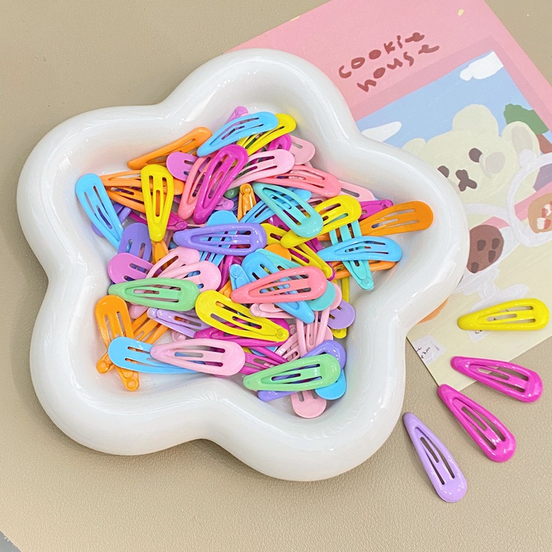 cross-border hot 3 cm5cm candy color bb clip roll paint hair clip children barrettes side clip hairpin barrettes diy bottom clip details Picture