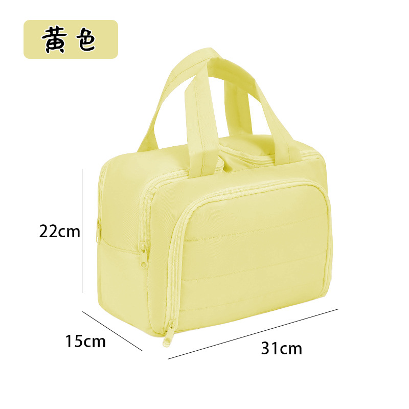 cosmetic bag 2025 new portable double-opening girls cosmetic bag multi-functional partition storage makeup wash bag details Picture