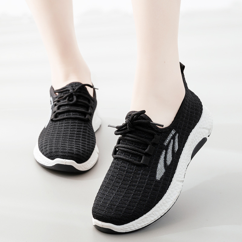 sports shoes women 2025 spring and autumn new mom shoes women's casual walking shoes running flying woven shoes one piece dropshipping Specification drawing