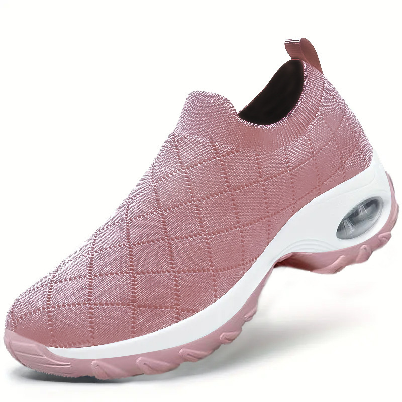 cross-border foreign trade women's shoes large size 2025 flyknit socks mouth slip-on casual shoes breathable and simple air cushion sports shoes full figure