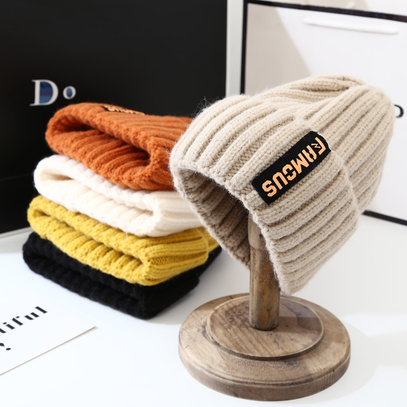 winter hat women's korean-style all-match fashion long label woolen cap winter internet celebrity warm ear protection closed toe knitted hat full figure