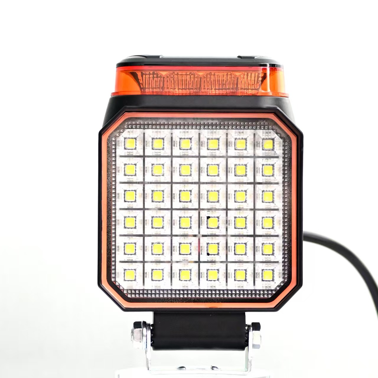 مصابيح العمل الجديدة 16LED المزودة بمصابيح عمل ذات وميض صفراء بمصابيح العمل 12-80V، رافعة شوكية هندسية details Picture