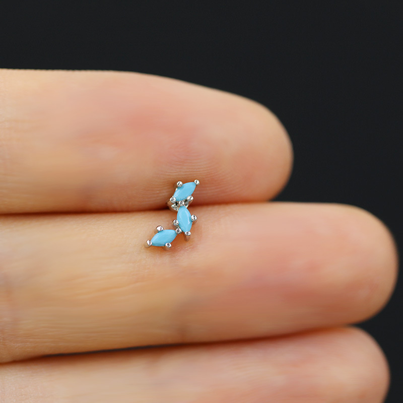 盖贝欧美跨境小清新蓝色系列小花L杆穿刺鼻钉五角星鼻钉鼻饰 多人群专供特价新品工厂直销详情图9