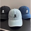 spot goods restandcreation embroidered denim baseball cap female rr face small sunshade peaked cap details Picture