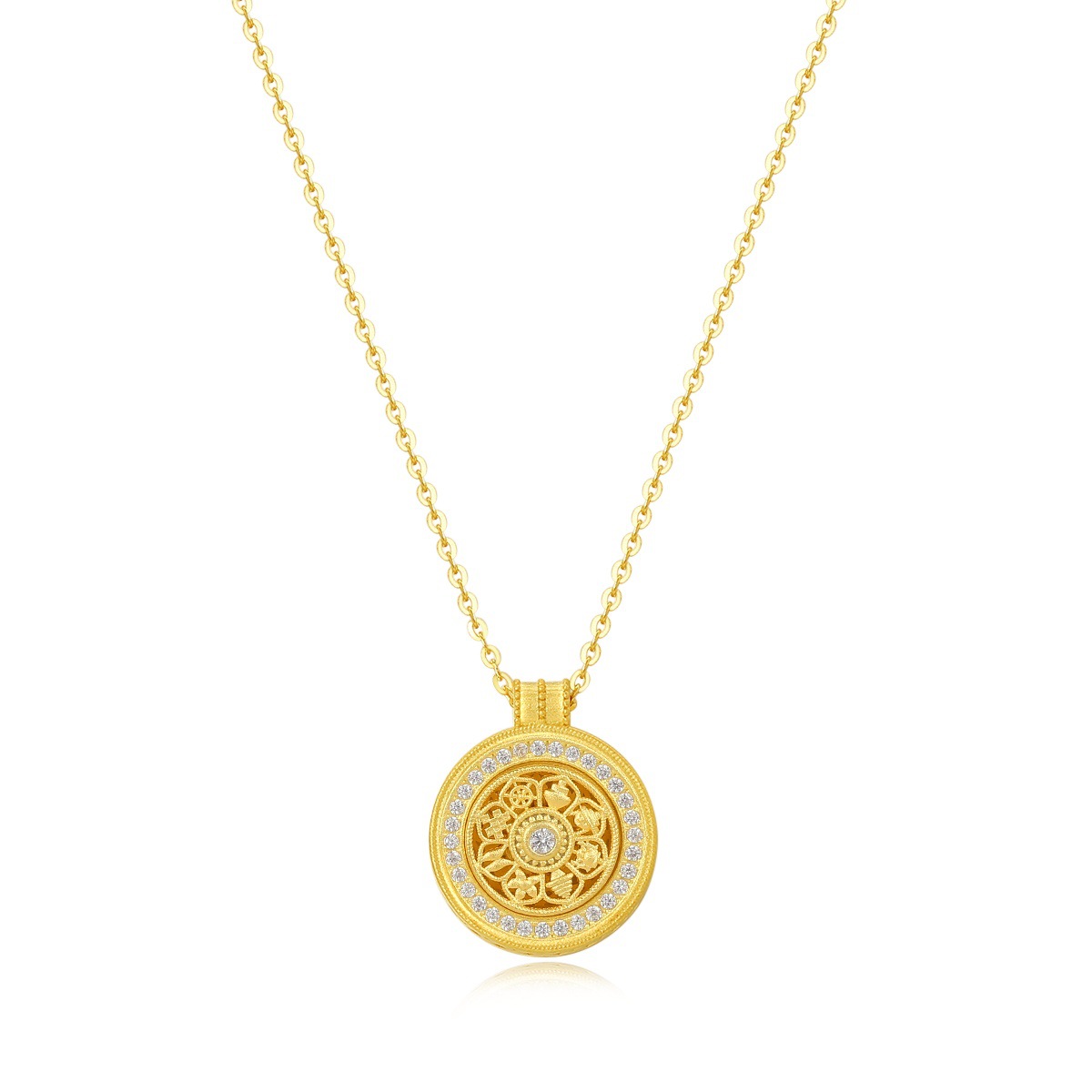 s925 silver necklace ancient fashion the eight auspicious symbols compass necklace rotatable pendant zircon sweater chain jewelry full figure