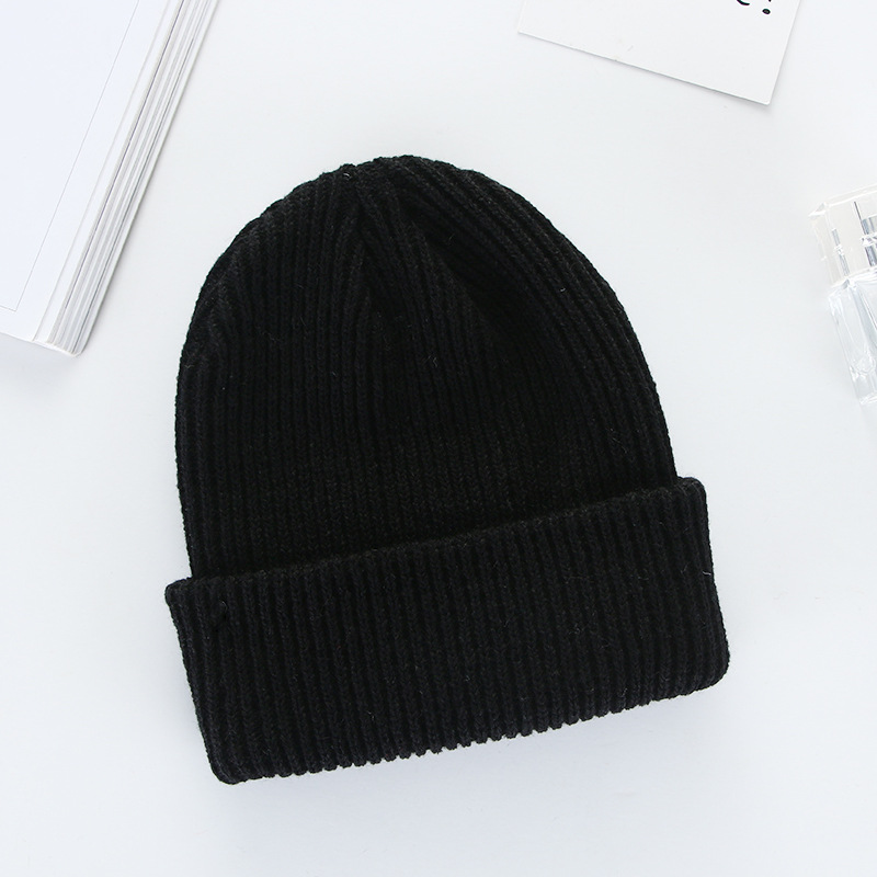 winter warm thickened all-matching european and american dome knitted hat curling fashion hat solid color pullover adult woolen cap full figure